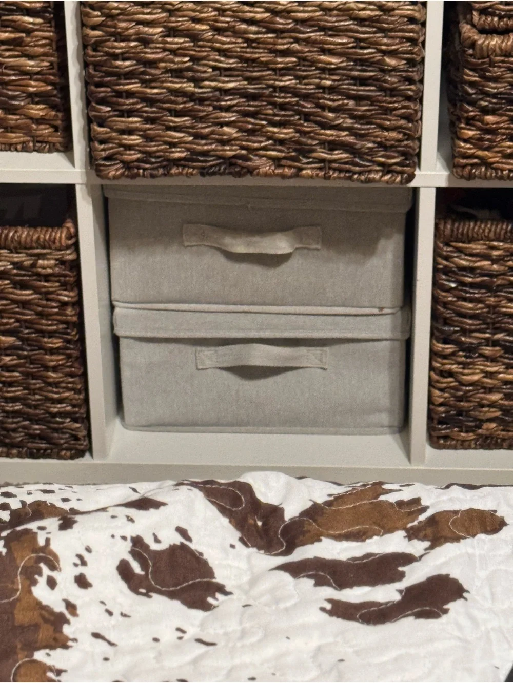 Neutral Fabric Storage Bin for Cube Organizer, Grey